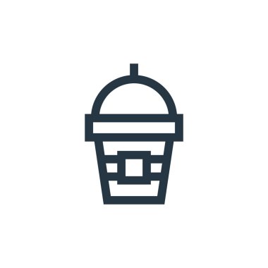 Milkshake vektör simgesi. Kurgulanabilir milkshake vuruşu. Web ve mobil uygulamalarda kullanmak için milkshake lineer sembolü, logo, yazdırma medyası. İnce çizgili çizim. Vektör izole çizimi.