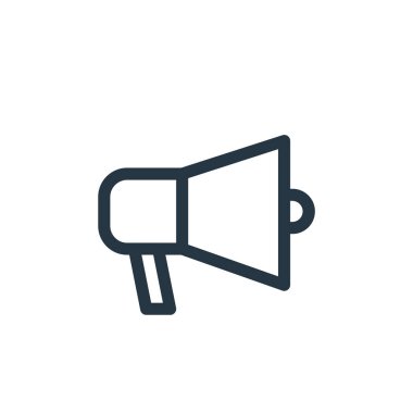 Hoparlör vektör simgesi. Hoparlör inmesi. Web ve mobil uygulamalarda kullanmak için hoparlör lineer sembolü, logo, yazdırma medyası. İnce çizgili çizim. Vektör izole çizimi.