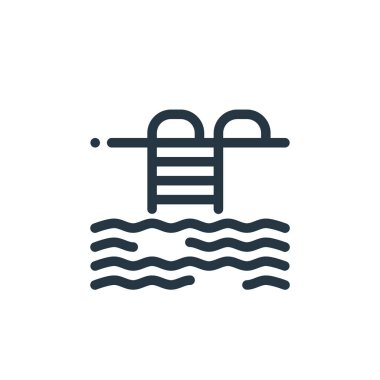havuz vektör simgesi. Havuz felci. havuz lineer sembolü web ve mobil uygulamalar, logo, yazdırma medyası için. İnce çizgili çizim. Vektör izole çizimi.