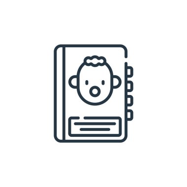 Rehber vektör simgesi. Rehber kitap inmesi. Web ve mobil uygulamalarda, logoda, yazılı medyada kullanım için kılavuz doğrusal sembol. İnce çizgili çizim. Vektör izole çizimi.