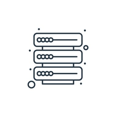 veritabanı vektör simgesi. veri tabanı değiştirilebilir felç. Web ve mobil uygulamalarda kullanmak için veritabanı doğrusal sembolü, logo, yazdırma ortamı. İnce çizgili çizim. Vektör izole çizimi.