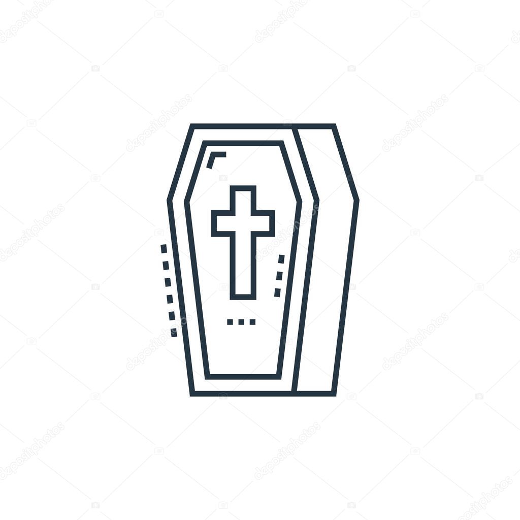 coffin vector icon. coffin editable stroke. coffin linear symbol for use on web and mobile apps, logo, print media. Thin line illustration. Vector isolated outline drawing.