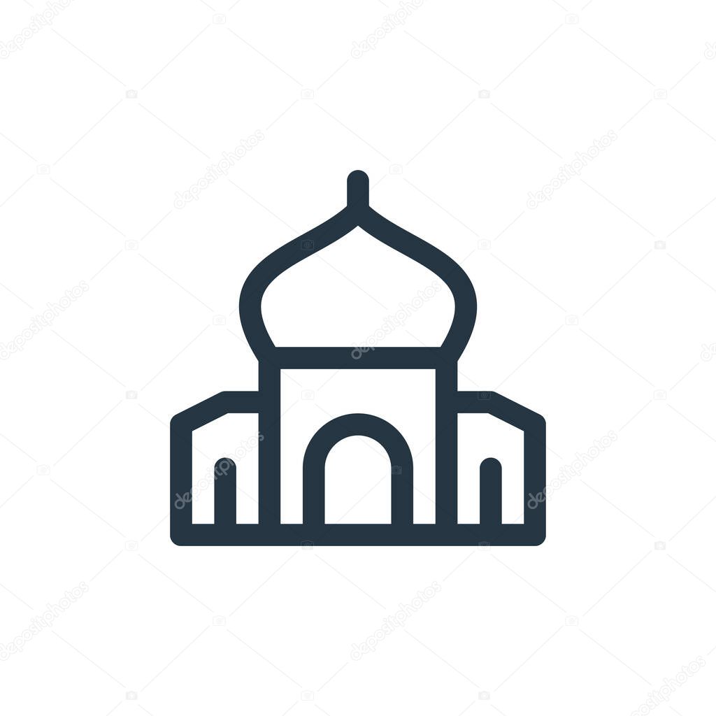 mosque vector icon. mosque editable stroke. mosque linear symbol for use on web and mobile apps, logo, print media. Thin line illustration. Vector isolated outline drawing.