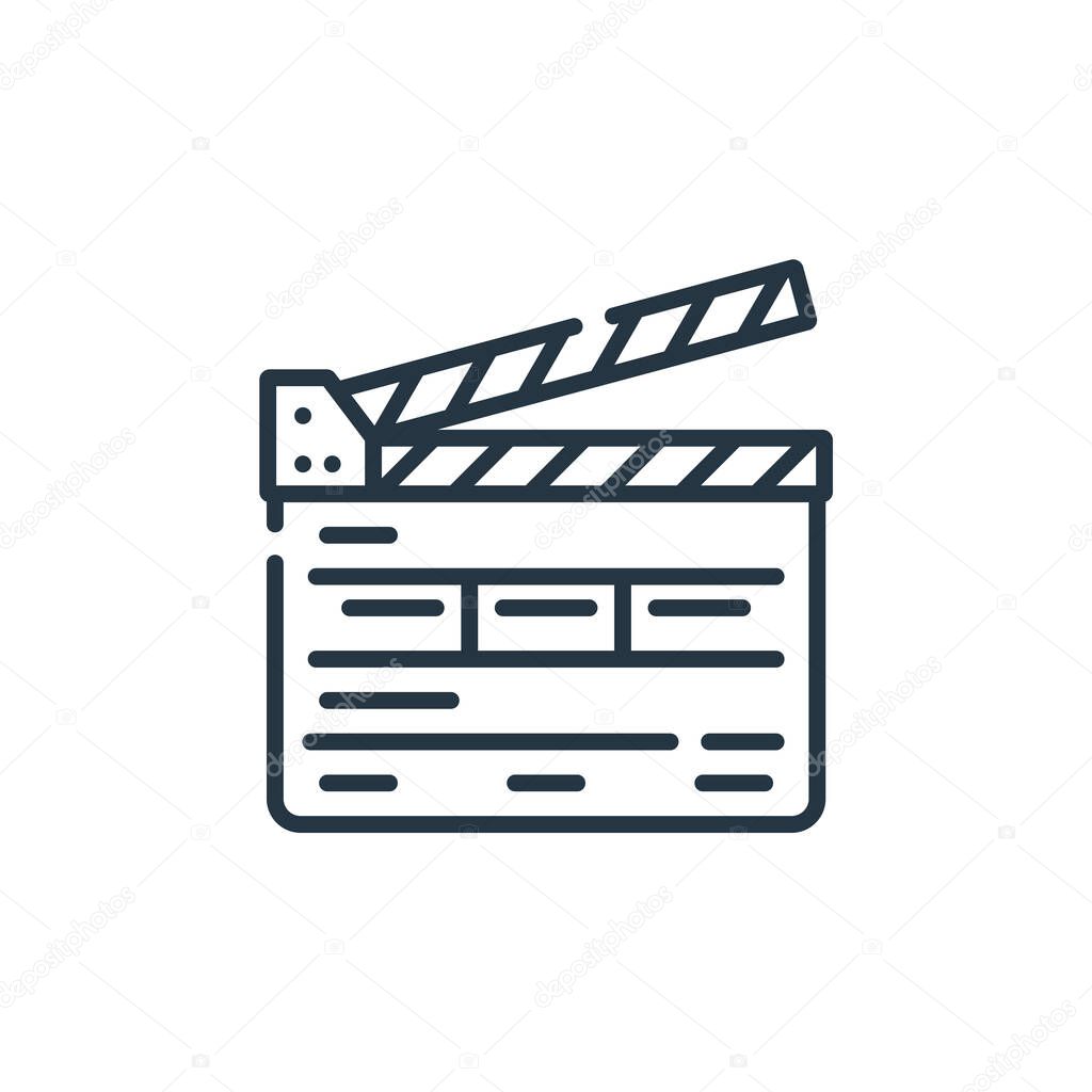 clapperboard vector icon. clapperboard editable stroke. clapperboard linear symbol for use on web and mobile apps, logo, print media. Thin line illustration. Vector isolated outline drawing.