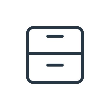 Kabine vektör simgesi. Kurgulanabilir felç. İnternet ve mobil uygulamalarda, logoda ve yazılı medyada kullanım için dolap lineer sembolü. İnce çizgili çizim. Vektör izole çizimi.