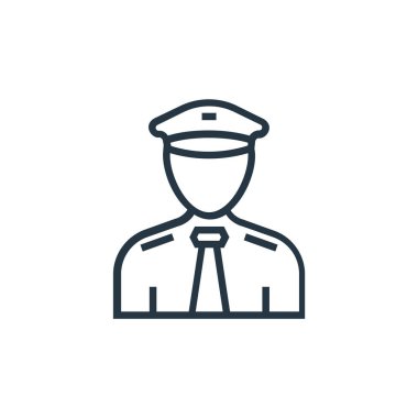 Pilot vektör simgesi. pilot inme inmesi. Web ve mobil uygulamalarda kullanmak için kılavuz doğrusal sembol, logo, yazdırma medyası. İnce çizgili çizim. Vektör izole çizimi.