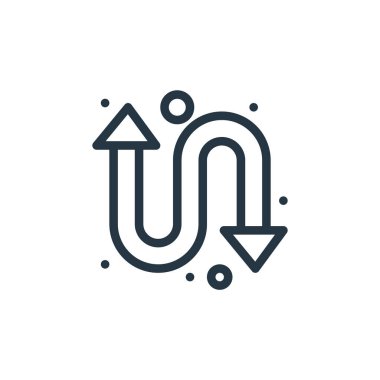 Çift ok vektör simgesi. Çift ok, değiştirilebilir vuruş. Web ve mobil uygulamalarda kullanmak için çift ok doğrusal sembolü, logo, yazdırma ortamı. İnce çizgili çizim. Vektör izole çizimi.