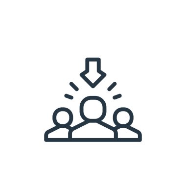 Adam toplama vektör simgesi. Adam toplama, düzenlenebilir felç. Web ve mobil uygulamalarda, logoda ve yazılı medyada kullanmak için işe alma lineer sembolü. İnce çizgili çizim. Vektör izole çizimi.