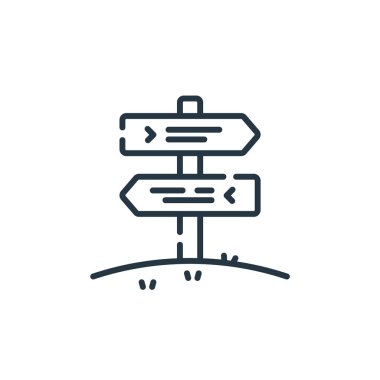 İşaret direği vektör simgesi. Düzenlenebilir felç işareti. Web ve mobil uygulamalar, logo ve yazdırma ortamlarında kullanmak için işaret levhası doğrusal sembolü. İnce çizgili çizim. Vektör izole çizimi.