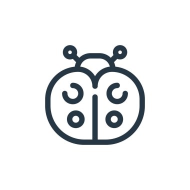 Uğur böceği vektör simgesi. Uğur böceği inme. Web ve mobil uygulamalarda kullanmak için uğur böceği doğrusal sembolü, logo, yazdırma ortamı. İnce çizgili çizim. Vektör izole çizimi.