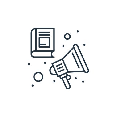 Ses kitabı vektör simgesi. Düzenlenebilir ses kitabı vuruşu. Web ve mobil uygulamalarda, logoda, yazıcı ortamında kullanmak için ses kitabı doğrusal sembolü. İnce çizgili çizim. Vektör izole çizimi.