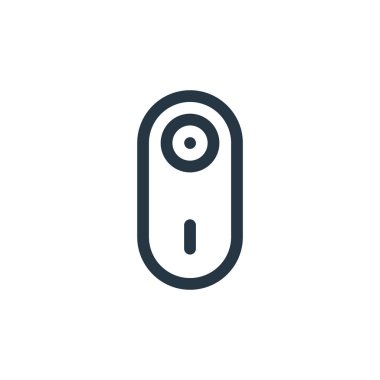 Kamera vektör simgesi. Kamera düzenlenebilir vuruş. Web ve mobil uygulamalarda kullanmak için kamera doğrusal sembolü, logo, yazdırma medyası. İnce çizgili çizim. Vektör izole çizimi.