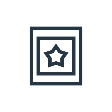 Şöhret yürüyüşü vektör simgesi. Şöhret yürüyüşü, düzeltilebilir vuruş. İnternet ve mobil uygulamalarda, logoda, yazılı medyada kullanım için ün yürüyüşü lineer sembolü. İnce çizgili çizim. Vektör izole çizimi.