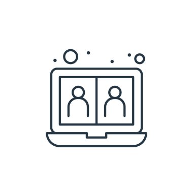 Video çağrı vektör simgesi. Görüntülü arama düzenlenebilir felç. Web ve mobil uygulamalar, logo ve yazdırma ortamlarında kullanılacak doğrusal video çağrısı sembolü. İnce çizgili çizim. Vektör izole çizimi.