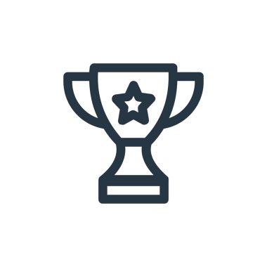 Ödül vektör simgesi. Kurgulanabilir felç ödülü. Web ve mobil uygulamalarda, logoda ve yazılı medyada kullanım için ödül doğrusal sembolü. İnce çizgili çizim. Vektör izole çizimi.