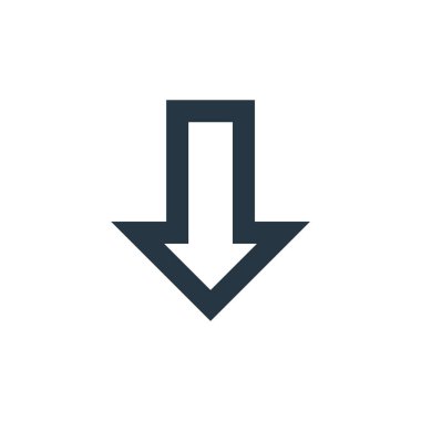 aşağı ok vektör simgesi. Okun aşağı doğru, değiştirilebilir vuruş. Web ve mobil uygulamalarda kullanmak için ok doğrusal simgesini indir, logo, yazdırma ortamı. İnce çizgili çizim. Vektör izole çizimi.
