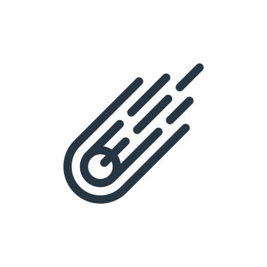 Göktaşı vektör simgesi. Meteor deformasyonu. Web ve mobil uygulamalarda, logoda ve yazılı medyada kullanılmak üzere göktaşı doğrusal sembolü. İnce çizgili çizim. Vektör izole çizimi.