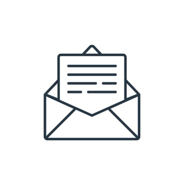 posta vektör simgesi. posta ile düzenlenebilir felç. İnternet ve mobil uygulamalarda, logoda, yazıcı ortamında kullanmak için posta doğrusal sembolü. İnce çizgili çizim. Vektör izole çizimi.