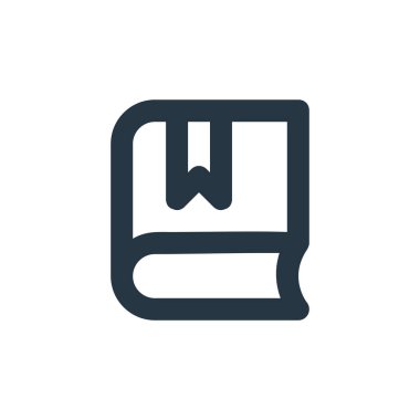 kitap vektör simgesi. Kurgulanabilir kitap darbesi. Web ve mobil uygulamalarda kullanmak için kitap doğrusal sembolü, logo, yazdırma medyası. İnce çizgili çizim. Vektör izole çizimi.