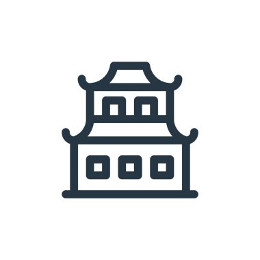 Çin şehir vektör ikonu. Çin kenti, yenilebilir felç. Web ve mobil uygulamalarda, logoda ve yazılı medyada kullanım için Çin kenti lineer sembolü. İnce çizgili çizim. Vektör izole çizimi.