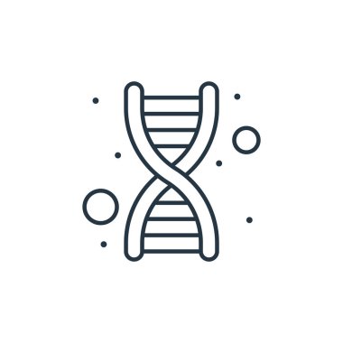 DNA vektör simgesi. DNA düzenlenebilir felç. Web ve mobil uygulamalarda kullanmak için DNA lineer sembolü, logo, yazdırma medyası. İnce çizgili çizim. Vektör izole çizimi.