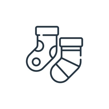 Çorap vektör simgesi. Çoraplar düzeltilebilir. İnternet ve mobil uygulamalarda kullanmak için çorap doğrusal sembolü, logo, yazdırma medyası. İnce çizgili çizim. Vektör izole çizimi.