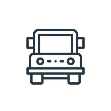 Jeep vektör simgesi. Düzenlenebilir jip çarpması. İnternet ve mobil uygulamalarda kullanılacak doğrusal jip sembolü, logo, yazdırma medyası. İnce çizgili çizim. Vektör izole çizimi.