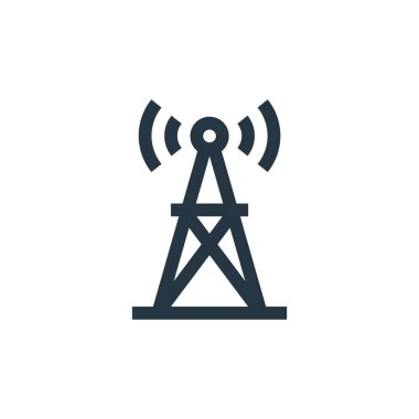 radyo anten vektör simgesi. radyo anteninin değiştirilebilir vuruşu. İnternet ve mobil uygulamalarda kullanmak için radyo anten lineer sembolü, logo, yazdırma medyası. İnce çizgili çizim. Vektör izole çizimi.