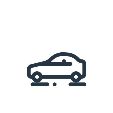 Araba vektör simgesi. Araba değiştirilebilir felç. Web ve mobil uygulamalarda, logoda ve yazılı medyada kullanılmak üzere araba doğrusal sembolü. İnce çizgili çizim. Vektör izole çizimi.