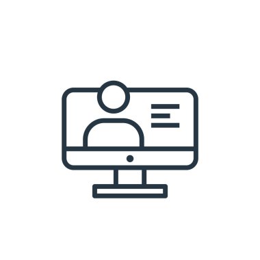 çevrimiçi öğrenme vektör simgesi. Çevrimiçi öğrenilebilir felç. İnternet ve mobil uygulamalarda kullanmak için çevrimiçi öğrenme lineer sembolü, logo, yazdırma medyası. İnce çizgili çizim. Vektör izole çizimi.