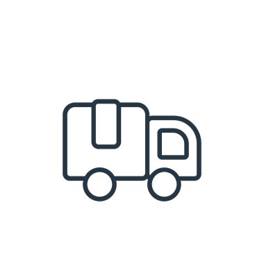 Kamyon vektör simgesi. kamyon inme inmesi. kamyon lineer sembolü web ve mobil uygulamalar, logo, yazdırma medyası için. İnce çizgili çizim. Vektör izole çizimi.