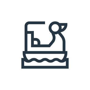 Pedal tekne vektör simgesi. Pedal botu, düzenlenebilir vuruş. Web ve mobil uygulamalarda kullanmak için pedal botu lineer sembolü, logo, yazdırma medyası. İnce çizgili çizim. Vektör izole çizimi.