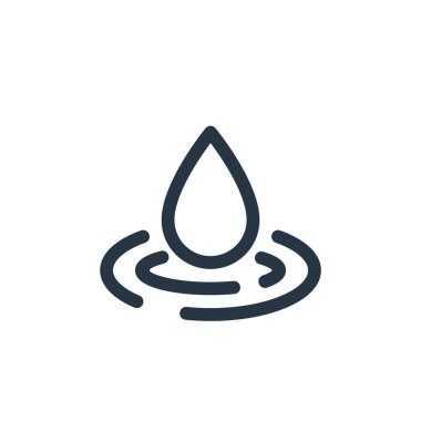 yağmur damlası vektör simgesi. Yağmur damlası inmesi. Web ve mobil uygulamalarda kullanmak için yağmur damlası doğrusal sembolü, logo, yazdırma medyası. İnce çizgili çizim. Vektör izole çizimi.