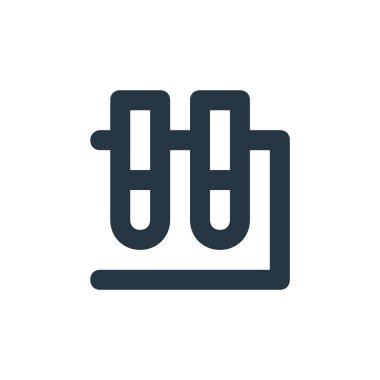 Test tübü vektör simgesi. Test tüpü değiştirilebilir inme. Web ve mobil uygulamalarda kullanmak için test tüpü doğrusal sembolü, logo, yazdırma ortamı. İnce çizgili çizim. Vektör izole çizimi.