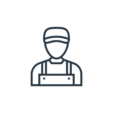 Tesisatçı vektör ikonu. Tesisatçı inme geçirdi. İnternet ve mobil uygulamalarda kullanım için tesisatçı doğrusal sembolü, logo, yazdırma medyası. İnce çizgili çizim. Vektör izole çizimi.