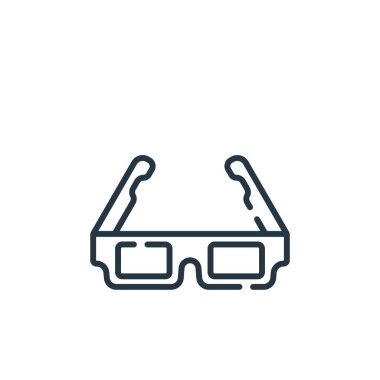 d gözlük vektör simgesi. Gözlükler düzeltilebilir felç. d gözlük lineer sembolü web ve mobil uygulamalarda, logoda, yazdırma ortamında kullanılır. İnce çizgili çizim. Vektör izole çizimi.