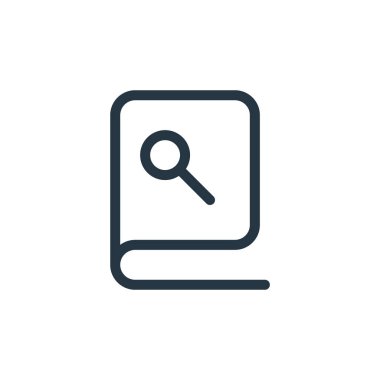 kitap vektör simgesi. Kurgulanabilir kitap darbesi. Web ve mobil uygulamalarda kullanmak için kitap doğrusal sembolü, logo, yazdırma medyası. İnce çizgili çizim. Vektör izole çizimi.