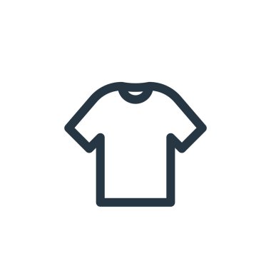 Gömlek vektör simgesi. Tişörte uygulanabilir felç. Web ve mobil uygulamalarda, logoda ve yazılı medyada kullanmak için gömlek lineer sembolü. İnce çizgili çizim. Vektör izole çizimi.