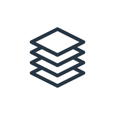 katman vektör simgesi. Katmanlar düzenlenebilir vuruş. Web ve mobil uygulamalarda kullanmak için katmanlar doğrusal sembol, logo, yazdırma ortamı. İnce çizgili çizim. Vektör izole çizimi.