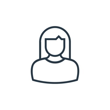 Rahibe vektör ikonu. Kurgulanabilir rahibe felci. Ağ ve mobil uygulamalarda, logoda ve yazılı medyada kullanmak için rahibe doğrusal sembolü. İnce çizgili çizim. Vektör izole çizimi.