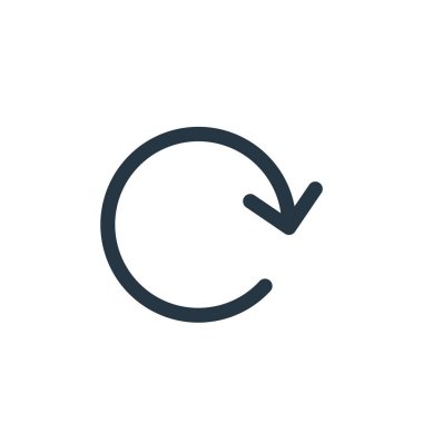 Vektör simgesini tazele. Yenilenebilir felç. Web ve mobil uygulamalarda kullanmak için doğrusal sembolü yenile, logo, yazdırma ortamı. İnce çizgili çizim. Vektör izole çizimi.