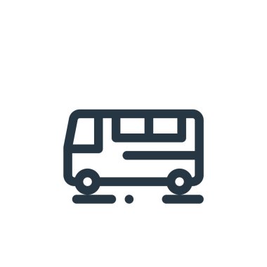 Otobüs vektör simgesi. Kurgulanabilir felç. Web ve mobil uygulamalarda, logoda, yazdırma ortamında kullanmak için bus lineer sembolü. İnce çizgili çizim. Vektör izole çizimi.