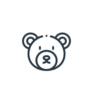 Ayı vektör simgesi. Kurgulanabilir felç. Web ve mobil uygulamalarda, logoda ve yazılı medyada kullanım için doğrusal ayıcık sembolü. İnce çizgili çizim. Vektör izole çizimi.