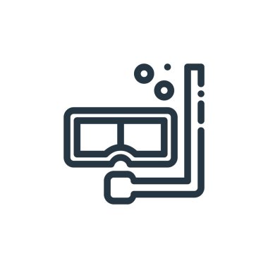 Dalış maskesi vektör simgesi. Dalış maskesi değiştirilebilir felç. Web ve mobil uygulamalarda kullanmak için dalış maskesi çizgisel sembolü, logo, yazdırma ortamı. İnce çizgili çizim. Vektör izole çizimi.