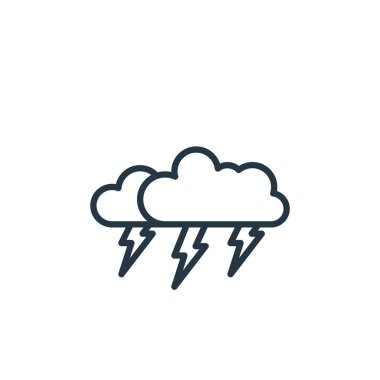 Fırtına vektör simgesi. Sağanak, düzenlenebilir felç. Gökgürültüsü lineer sembolü web ve mobil uygulamalar, logo, yazdırma medyası için. İnce çizgili çizim. Vektör izole çizimi.