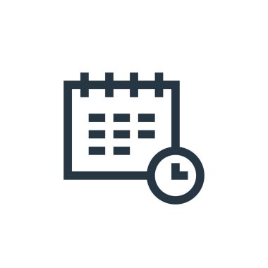 Takvim vektör simgesi. Düzenlenebilir felç. Web ve mobil uygulamalarda kullanmak için takvim doğrusal sembolü, logo, yazdırma ortamı. İnce çizgili çizim. Vektör izole çizimi.