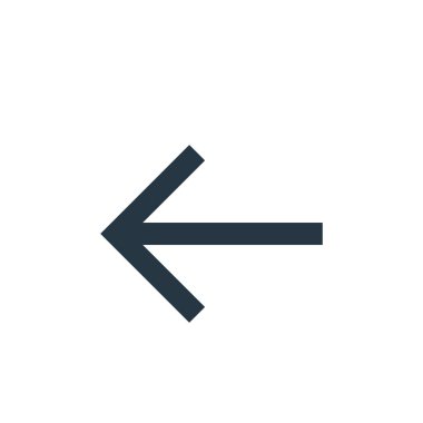 Sol ok vektör simgesi. Sol ok değiştirilebilir vuruş. Web ve mobil uygulamalarda kullanmak için sol ok doğrusal sembolü, logo, yazdırma ortamı. İnce çizgili çizim. Vektör izole çizimi.