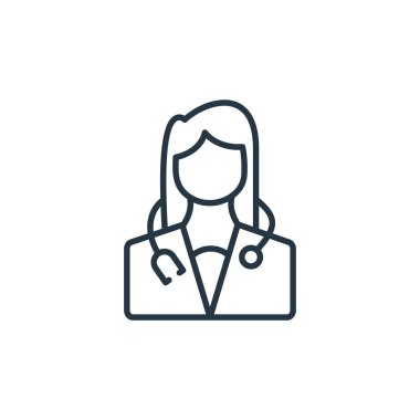 Doktor vektör ikonu. Doktor düzeltilebilir felç. İnternet ve mobil uygulamalarda kullanım için doktor doğrusal sembolü, logo, yazdırma medyası. İnce çizgili çizim. Vektör izole çizimi.