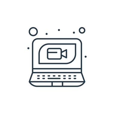 Video çağrı vektör simgesi. Görüntü düzenlenebilir felç. Web ve mobil uygulamalar, logo ve yazdırma ortamlarında kullanılacak doğrusal video çağrısı sembolü. İnce çizgili çizim. Vektör izole çizimi.