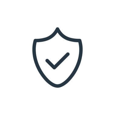 Güvenli vektör simgesi. Güvenli, düzenlenebilir felç. Web ve mobil uygulamalarda, logoda ve yazılı medyada kullanmak için doğrusal sembol. İnce çizgili çizim. Vektör izole çizimi.